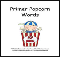 Primer Popcorn Words Activities