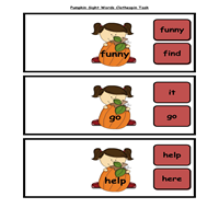 Pumpkin Sight Words Clothespin Task I