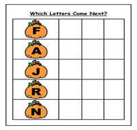 Pumpkin Letter Sequecing Cookie Sheet Activity