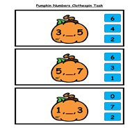 Pumpkin Numbers Clothespin Task