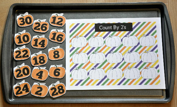 Count By 2\'s Pumpkins Cookie Sheet Activity