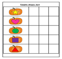 Pumpkin Shapes Sort Cookie Sheet Activity