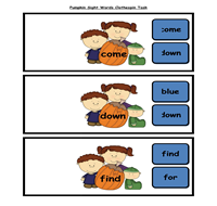 Pumpkin Sight Words Clothespin Task