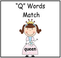 Q Words Match File Folder Game