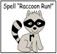 Spell \"Raccoon Run!\" File Folder Game