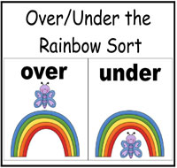 Over and Under the Rainbow Sort File Folder Game