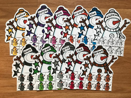 Snowmen Themed Color Sorting Mats