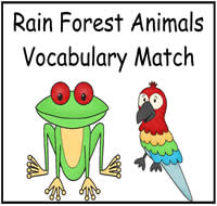 Rain Forest Animals Match Up File Folder Game