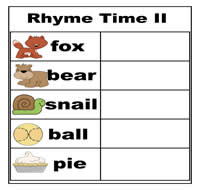 Rhyme Time Cookie Sheet Activity II