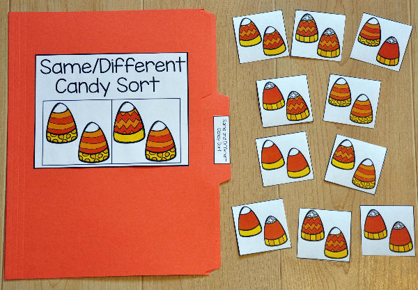 Same and Different Candy Corn Sort File Folder Game