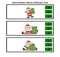 Santa Number Match-Up Clothespin Task
