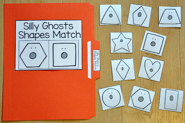 Silly Ghosts Shapes Match File Folder Game