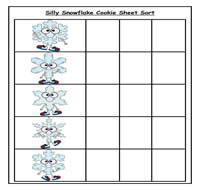 Silly Snowflake Sort Cookie Sheet Activity