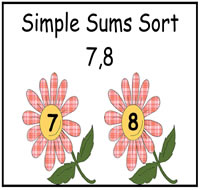Simple Sums Sort (7,8) File Folder Game