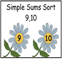 Simple Sums Sort (9,10) File Folder Game
