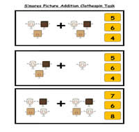 S\'more Picture Addition Clothespin Task