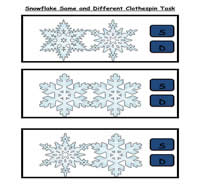Snowflake Same or Different Clothespin Task