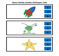 Space Ending Sounds Clothespin Task