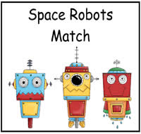Space Robots Match File Folder Game