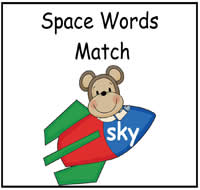 Space Words Match File Folder Game