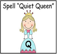 Spell \"Quiet Queen\" File Folder Game
