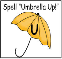 Spell \"Umbrella Up!\" File Folder Game