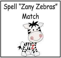 Spell \"Zany Zebras\" File Folder Game