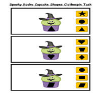Spooky Kooky Cupcake Shapes Clothespin Task