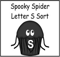 Spooky Spider Letter S Sort File Folder Game