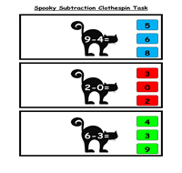 Spooky Subtraction Clothespin Task