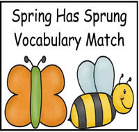 Spring Has Sprung Vocabulary Match File Folder Game