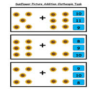 Flower Picture Addition Clothespin Task