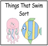 Things That Swim Sort File Folder Game