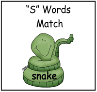 S Words Match File Folder Game
