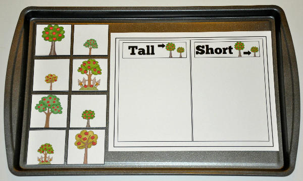 Apple Trees: Tall and Short Sort Cookie Sheet Activity