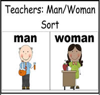 Teacher: Man/Woman Sort File Folder Game