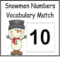 Ten Little Snowmen Number Words Vocabulary File Folder Game