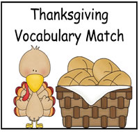 Thanksgiving Vocabulary Cards