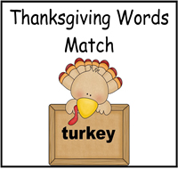 Thanksgiving Words Match File Folder Game
