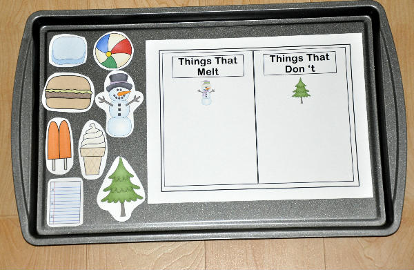 Things That Melt/Things That Don\'t Sort Cookie Sheet Activity