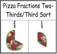 Pizza Fractions: Two-Thirds/One-Third Sort File Folder Game