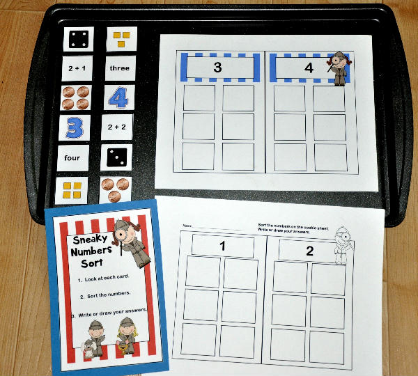 \"Sneaky Numbers\" 3 and 4 Cookie Sheet Activity