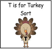 T is for Turkey Sort File Folder Game