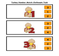 Turkey Numbers Match-Up Clothespin Task
