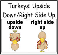 Turkey: Upside Down/Right Side Up Sort File Folder Game