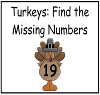 Turkey: Find the Missing Number File Folder Game