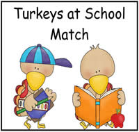 Turkeys at School Match File Folder Game