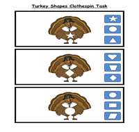Turkey Shapes Clothespin Task