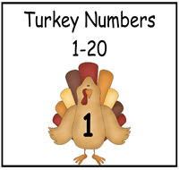 Turkey Numbers Match File Folder Game