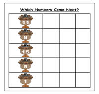 Turkeys: Which Numbers Come Next Cookie Sheet Activity